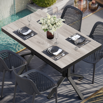 COMPACT STEEL | Gastro HPL Tischplatte | B:T 120 x 70 cm | 4,2cm | Eiche Weiß | Rechteckig