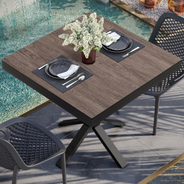 COMPACT STEEL | Gastro HPL Tischplatte | B:T 70 x 70 cm | 4,2cm | Light Wenge | Quadratisch