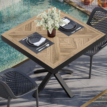 COMPASS STEEL | Gastro CDF Außen Tischplatte | 70 x 70 x 4,2 cm | Eiche | Quadratisch