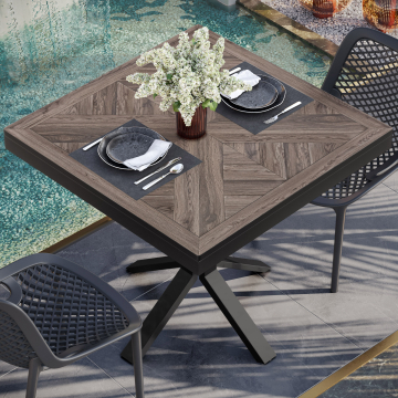 COMPASS STEEL | Gastro CDF Außen Tischplatte | 70 x 70 x 4,2 cm | Light Wenge | Quadratisch
