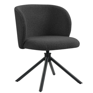 Ava | Chaise d'hôtel | Gris foncé | Tissu en peluche | Base pivotante