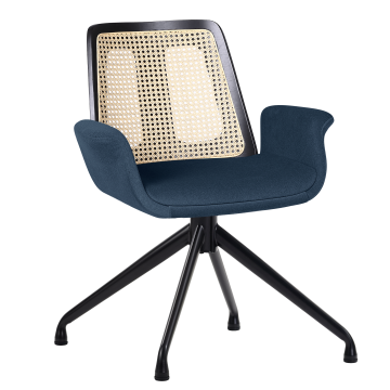 Romy | Bistro-stolpe | Blå | Samt | Rattan eik | Sveiv
