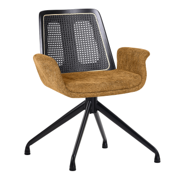 Romy | Bistro Chair | Honey Brown | Fabric/Textile | Rattan Oak | Swivel