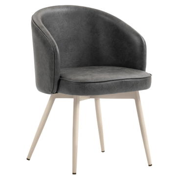 Antonella | Hotel Stol | Sort | Læder | Stativ Hvid