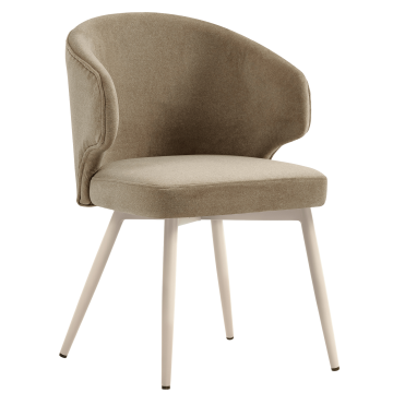 Marie | Hotel Stuhl | Taupe | Samt | Gestell Weiß