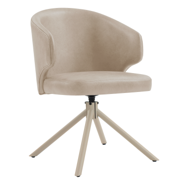 Marie | Chaise de hôtel | Beige | Cuir | Pivotant | Châssis blanc