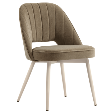 Sophie | Hotelstol | Taupe | Fløjl | Hvidt stel