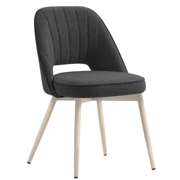Sophie | Hotellstol | Mørkegrå | Teddystoff | Hvit ramme