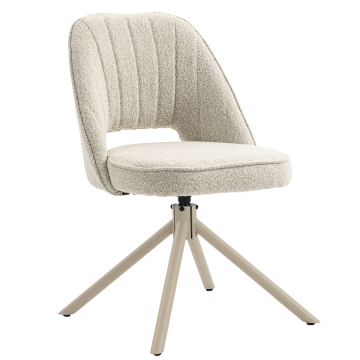 Sophie | Hotelstoel | Beige | Teddystof | Draaivoet | Wit frame