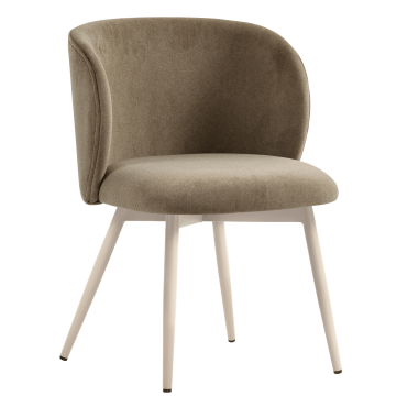 Ava | Hotel Chair | Taupe | Velvet | White Frame