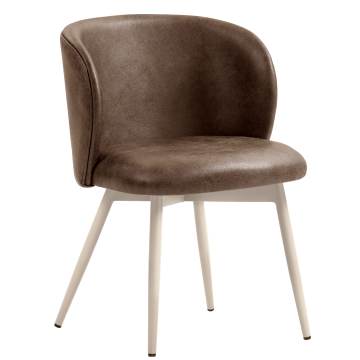 Ava | Silla de hotel | Marrón | Cuero | Estructura blanca