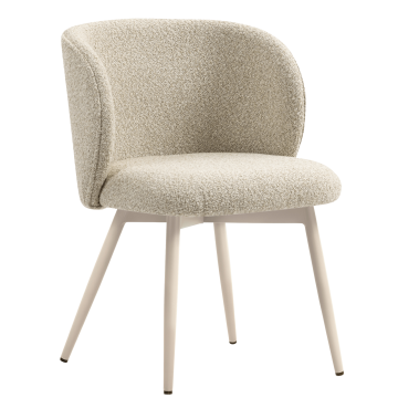 Ava | Silla de hotel | Beige | Tela Teddy | Estructura blanca