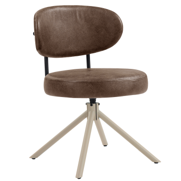 Lina | Hotel Chair | Brown | Leather | Swivel | Frame White