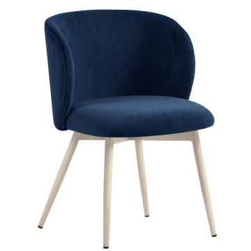 Ava | Silla de hotel | Azul | Terciopelo | Estructura blanca