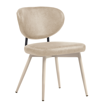 Yara | Chaise de hôtel | Beige | Cuir | Structure blanche