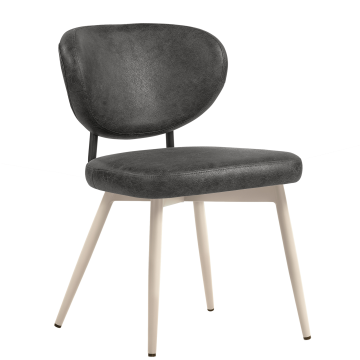 Yara | Chaise de hotel | Noir | Cuir | Structure blanche