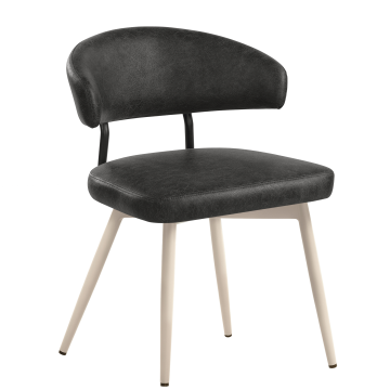 Sara | Chaise de hôtel | Noir | Cuir | Structure blanche