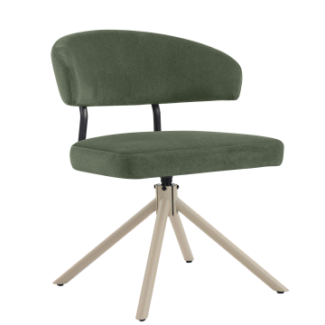 Sara | Chaise d'hôtel | Vert | Velours | Rotation | Structure blanche