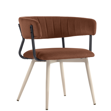Elin | Silla de Hotel | Rojo Bronce | Terciopelo | Estructura Blanca