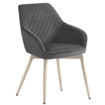 Eva | Chaise de hôtel | Gris | Velours | Structure blanc