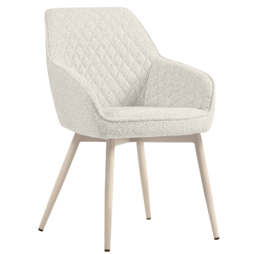 Eva | Silla de hotel | Crema | Tela de peluche | Estructura blanca
