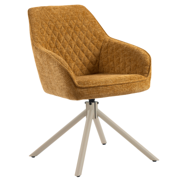 Eva | Hotelstol | Honningbrun | Stoff/Tekstil | Dreiesokkel | Ramme Hvit