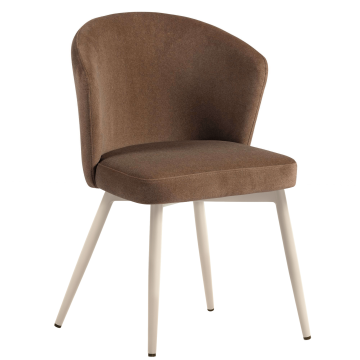 Lynn | Hotelstoel | Bruin | Fluweel | Frame Wit