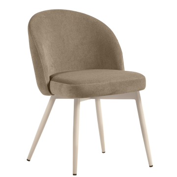 Lily | Hotellstol | Taupe | Samt | Ramme Hvit
