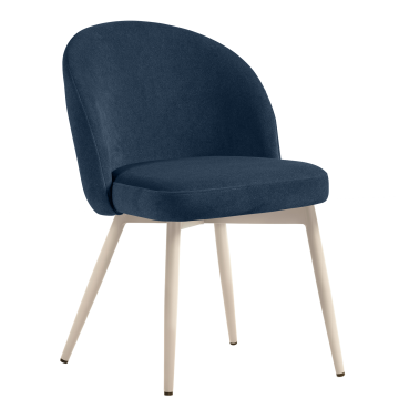 Lily | Hotellstol | Blå | Samt | Ramme Hvit