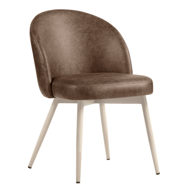 Lily | Chaise de hôtel | Brun | Cuir | Structure blanche