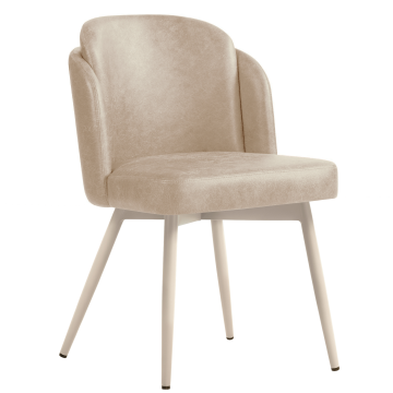 Hannah | Chaise de Hôtel | Beige | Cuir | Structure Blanche