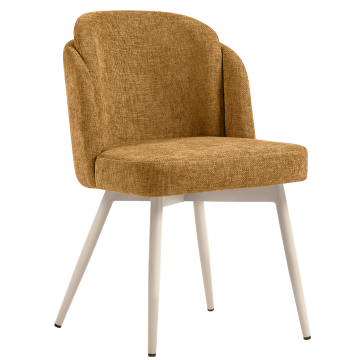 Hannah | Hotelstol | Honningbrun | Stoff/Tekstil | Ramme Hvid