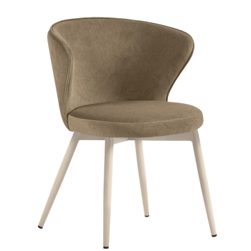 Isabella | Hotelstoel | Taupe | Fluweel | Frame Wit