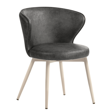 Isabella | Fauteuil d'hôtel | Noir | Cuir | Structure blanche