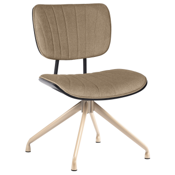 Valerie | Bistro Stuhl | Taupe | Samt | Rattan Eiche | Drehfuß Weiß