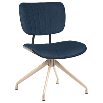 Valerie | Bistro Stuhl | Blau | Samt | Rattan Schwarz | Drehfuß Weiß