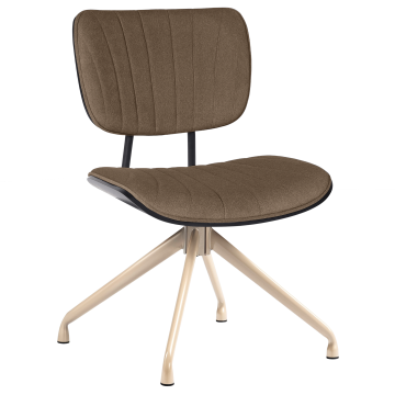 Valerie | Bistro Stuhl | Braun | Samt | Rattan Schwarz | Drehfuß Weiß