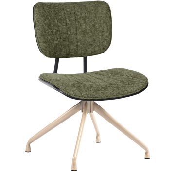 Valerie | Krzesło Bistro | Zielony | Tkanina / Textil | Rattan Czarny | Obrotowe Białe