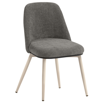 TINA | Hotelstoel | Textiel/Stof | Grijs | Frame: Wit | Draaimodus