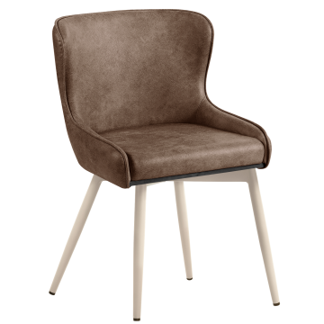 JULIUS | Fauteuil d'hôtel | Cuir | Marron | Structure : Blanc | Fonction pivotante
