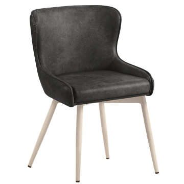 JULIUS | Hotellstol | Läder | Svart | Ram: Vit | Rotationsfunktion
