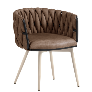 MARIS | Hotel Chair | Leather | Brown | Frame: White | Swivel Function