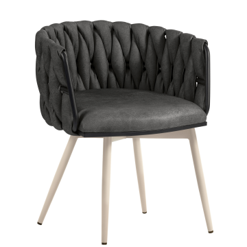 MARIS | Hotel Chair | Leather | Black | Frame: White | Swivel Function