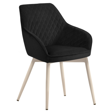 Eva | Hotellstol | Svart | Sammet | Ram Vit