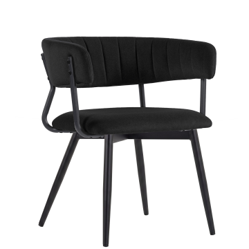 Elin | Hotellstol | Svart | Samt | Ram Svart
