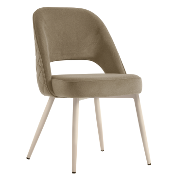 Eliana | Hotel Stuhl | Taupe | Samt | Gestell Weiß