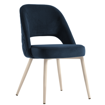 Eliana | Hotel Stuhl | Blau | Samt | Gestell Weiß