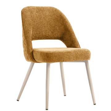 Eliana | Hotel Stuhl | Honig Braun | Stoff/Textil | Gestell Weiß