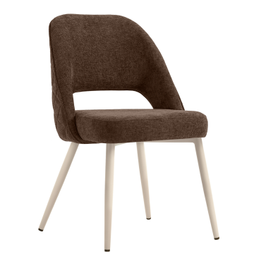 Eliana | Hotel Stuhl | Braun | Stoff/Textil | Gestell Weiß