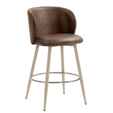 AVA | Hotel Barhocker | Braun | Leder | Gestell Weiß
